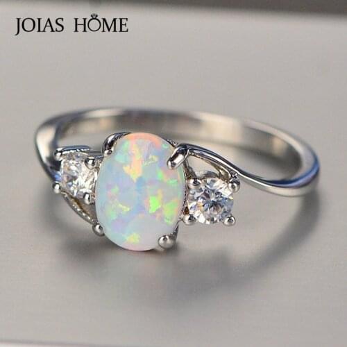 JoiasHome925 Sterling Silver Ring Colorful Opel Pigeon Egg Shape Ring For Girlfriend Valentines Day Gift With Size 6-10