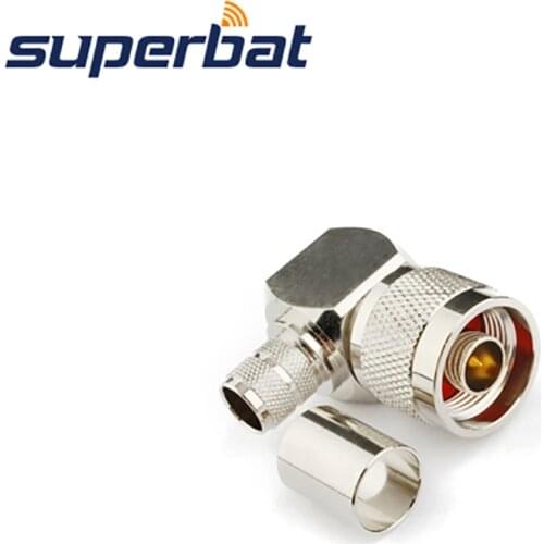 Superbat N-Type Plug Right Angle Crimp Cable Mount for RG8 RG165 RG213 LMR400 Cable RF Connector