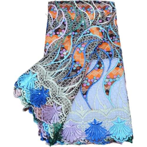Colorful New Nigerian Lace Fabrics African Guipure Lace Swiss Voile Cotton Embroidery Cord Fabrics For Wedding 5Yards PS724-3