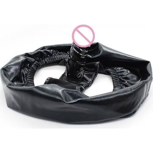 Patent leather Panties Silicone Plug Dildo Vaginal Anal Plug Penis Chastity Underwear Flirting Adult Game Sex Toy For Couples