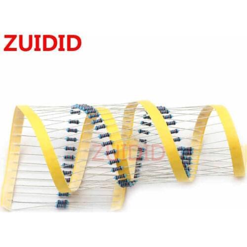 20pcs 1/4W 1R~22M 1% Metal film resistor coppe 100R 220R 1K 1.5K 2.2K 4.7K 10K 22K 47K 100K 100 220 1K5 2K2 4K7 ohm resistance