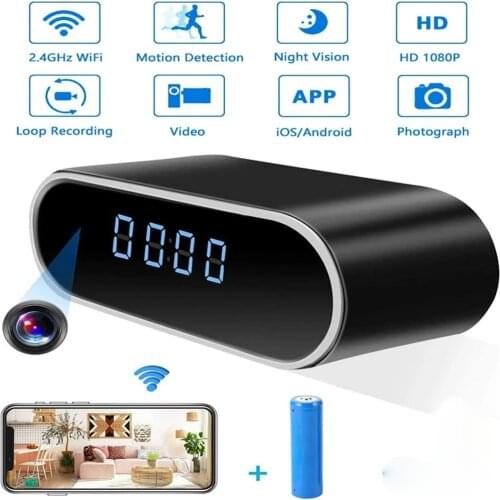 1080P Mini Camera WiFi Hisilicon Chip Wireless Nanny Clock Time Alarm with Night Vision Sensor Remote Monitor Micro IP Home Cam
