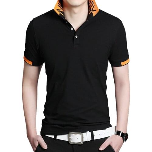 BROWON Summer Casual Men T Shirt Short Sleeve Turn-down Collar Sold Color Business Tee Tops Oversized T Shirt Comfortable