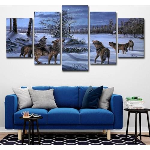 5pcs set 5d DIY Diamond Painting Cross Stitch Snow wolf Mosaic diamond round,Diamond Embroidery Crafts
