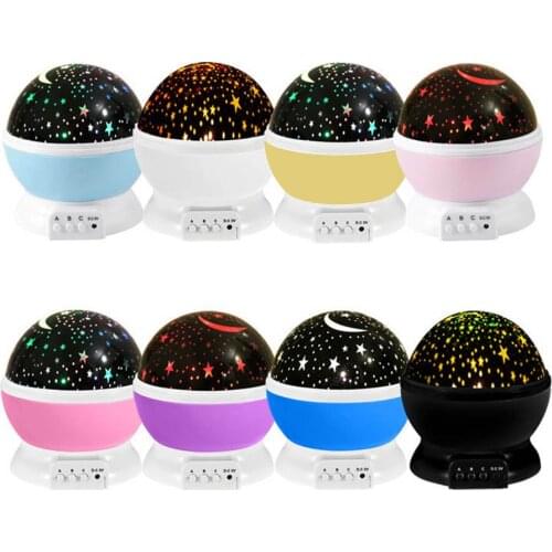 Sleeping Light Bedroom Bedside Table Lamp 2.5W LED Starry Sky Children Bedroom Decor Projection Lamp Rotating Night Lights