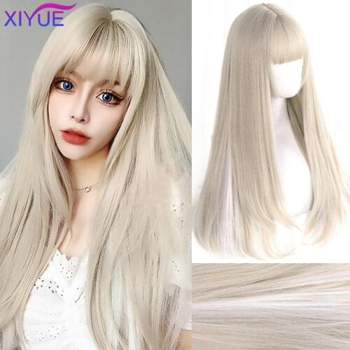 Princess Cut Long Straight Hair Lolita Color Matching Purple Black Two-Color Split Girl Lolita Double Ponytail Wig Cosplay Wig