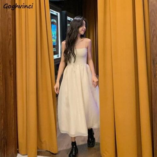 Sleeveles Dress Women Partywear Mesh Elegant Princess Style Dresses Womens All-match Spaghetti Strap Chic Ins Fashion Gentle New