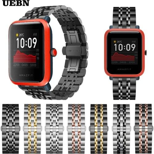 UEBN Metal Stainless Steel Strap for xiaomi huami amazfit bip S Band for amazfit GTS GTR 42mm Accessories WatchBands