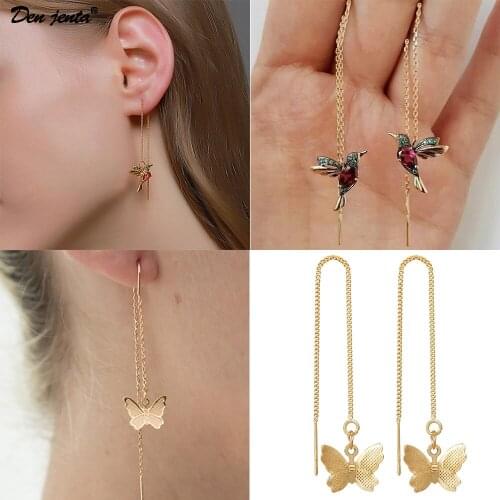 Long Tassel Butterfly Drop Earrings Hummingbird Earring For Women Crystal Pendant Ear Ornaments Summer Jewelry Girls Party Gift