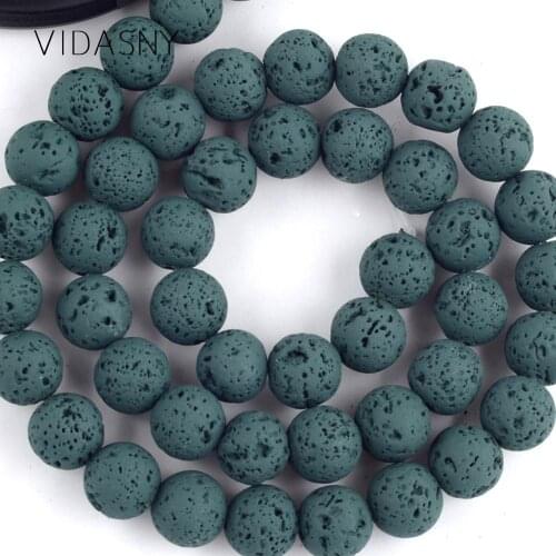 Dark Green Lava Hematite Natural Minerals Stone Beads For Jewelry Making Round Spacer Beads 4 6 8 10mm Diy Bracelet Necklace 15"