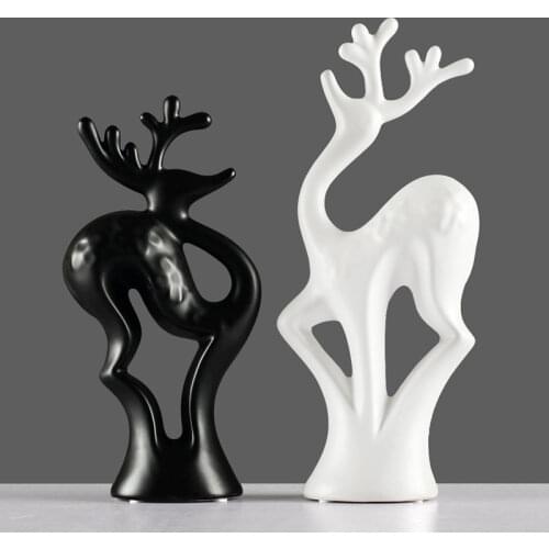 CHINESE CERAMIC DEER ORNAMENT DECORATION HOME LIVNGROOM DESKTOP FIGURINES CRAFTS OFFICE HOTEL CLUB TABLE FURNISHING ACCESSORIES