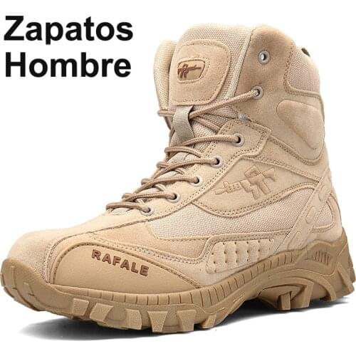Military Tactical Mens Boots Big Size 39-46 Rafale Special Force High Cut Army Desert Combat Sandy Color Leather Work Shoes