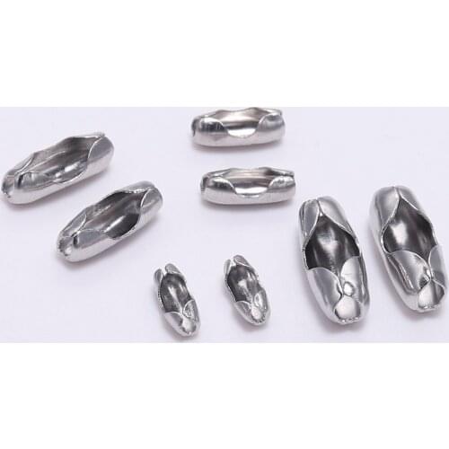 50pcs/lot 1.5/2.0/2.4/3.2 mm Stainless Steel Ball Chain Connectors Clasps For DIY Bead Chain Jewelry Making Finding Supplies