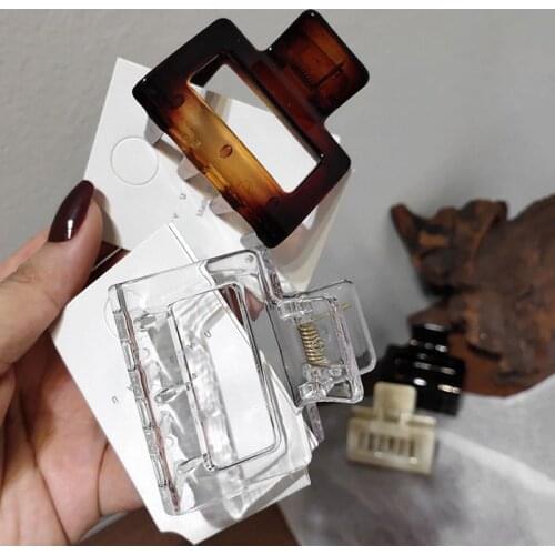 Korean Style Crab Clamp 5cm excellent hair clip Geometric Hairgrip Square Transparent Hair Claw Beautiful Accessories Hair Clips