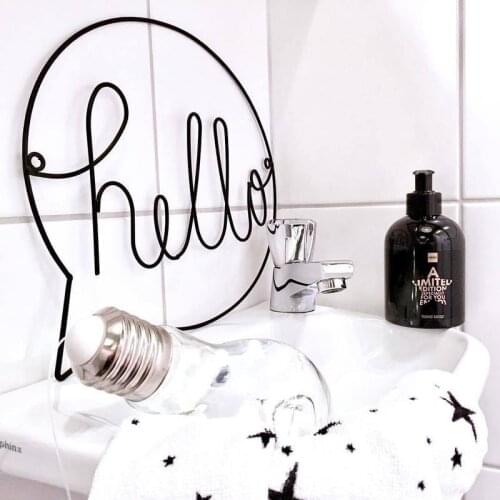 Nordic Style Iron Hello Letters Wall Sticker Kid Room Hanging Decorations Hallway Sign Welcome Sign Wall Art Wall Hanging Decor
