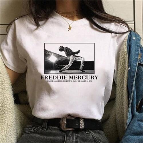 Women Graphic Rock Top Tees Female Freddie Mercury Queen Band T Shirt Fashion Queen Tshirt Women Harajuku Vintage T-shirt