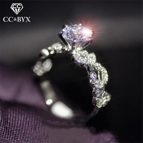 Wedding Rings For Women 1.5 Carat Cubic Zirconia Bridal Engagement Romantic Jewelry White Gold Color Accessories CC097