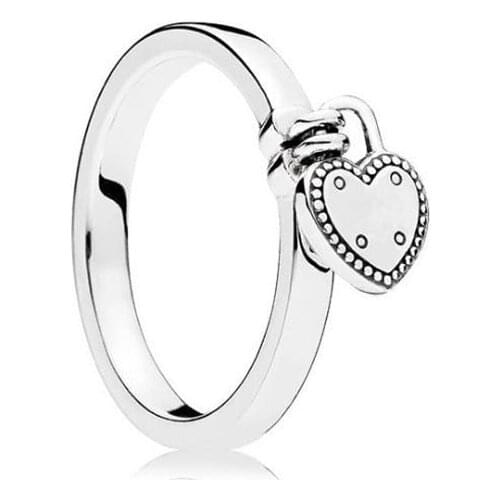 Pan Jiaai lock S925 sterling silver ring romantic simple and smart love-shaped accessories female ring Valentines Day gift