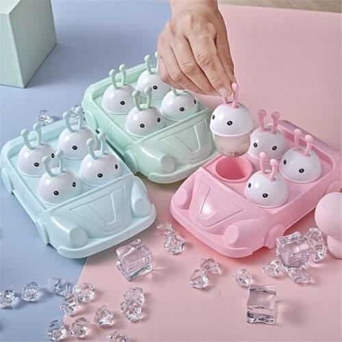 1Pc DIY Car Popsicle Mold Homemade Plastic Ice Grid Cartoon Ice Cream Mold Heat-resistant Non-stick DIY Popsicle Mould
