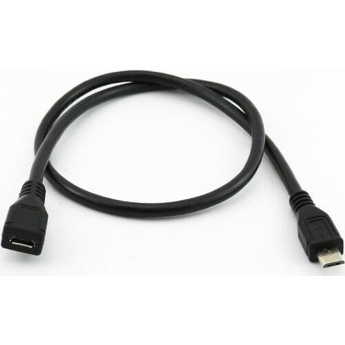 10pcs Black Micro USB 5 Pin Male to Micro Female Charging Data Extension Adapter Cable 50cm
