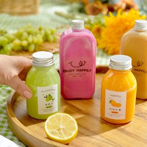 10pcs High quality plastic bottle milk tea cup transparent cold drink ice coffee juice yogurt milkshake packaging cups with lids