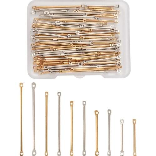 100pcs/box Mixed Color Brass Bar Links Connectors Rod Metal Earrings Findings Ear Clip Hook DIY Jewelry Necklace Accessories