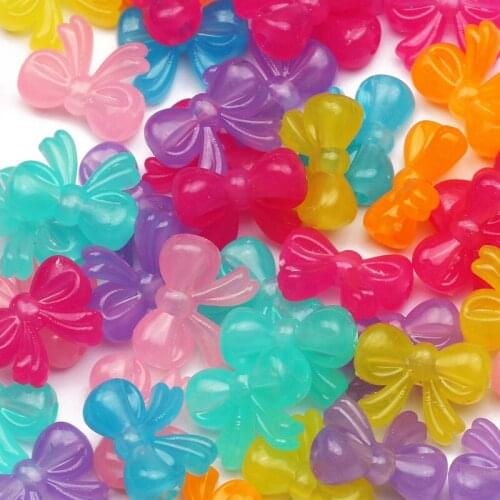 15x20mm 20/40/60pcs Transparent Mixed Color Butterfly Knot Acrylic Beads Loose Spacer Beads For Jewelry Making DIY Accessories