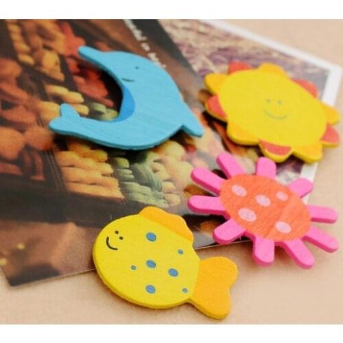 24Pcs/lot Colourful Cute Animals Wooden Fridge Magnet Sticker Novelty Funny Refrigerator Decoration Kids Baby Toy Craft MQ 018