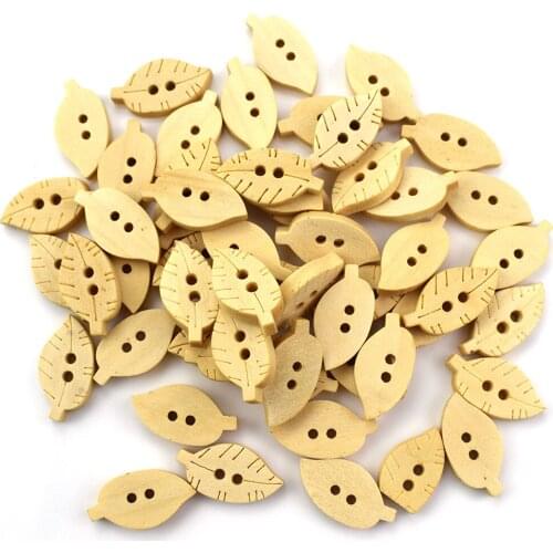 300PCS Mixed Leaves Wood Apparel Sewing Buttons for Clothes Scrapbooking Decorative Crafts Handicraft DIY Accessories