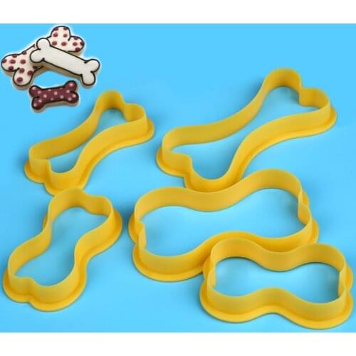 5PCS Pet Dog Skeleton Bone Fondant Molds Cookie Biscuits Desserts Cutters Sugar Craft DIY Moulds Embossers Cake Decorating Tools