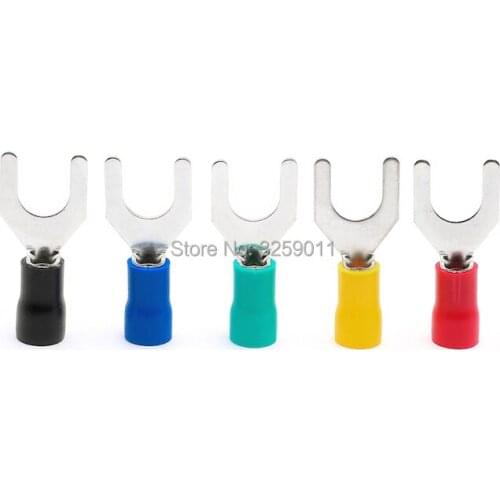 500PCS SV5.5-6 12-10AWG Spade Pre-Insulating Electrical Crimp Terminal block TYPE TU-JUK U-type Cold-pressed Fork Wire Connector