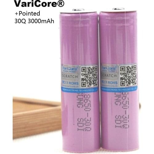 6 pcs. VariCore 100% new original INR18650 30Q 3000 mAh battery INR18650 energy lithium battery rechargeable batteries+pointed