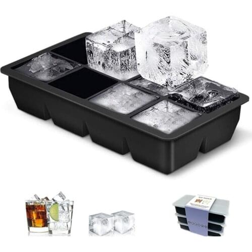 8-Grids Square Ice Cube Tray Mould Ice Cubes Silicone Mold DIY Ice Cream Making Mould Jelly Maker for Whiskey Cocktails