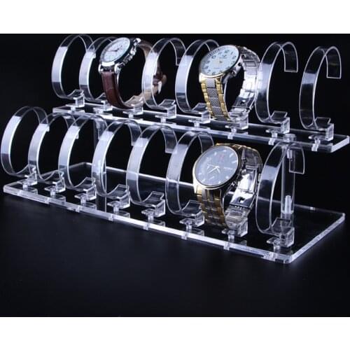 Acrylic 2-Tier Jewelry Wrist Watch Displays Rack Holder Show Case Stand