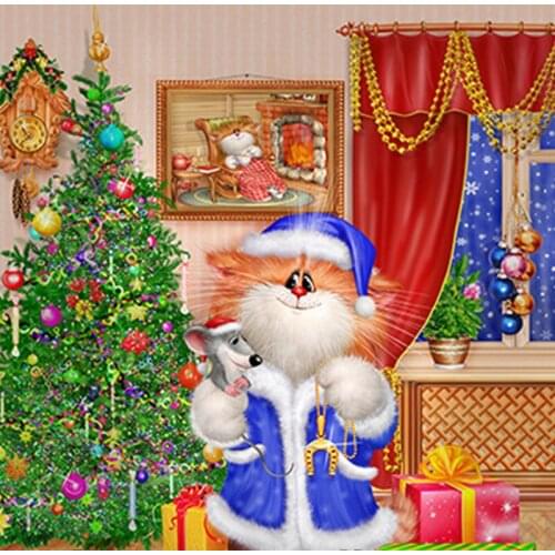 Diy Diamond Embroidery Needlework Cartoon Rhinestone Pasted 3D Diamond Painting Animal Cat Diamond Mosaic Christmas Gifts