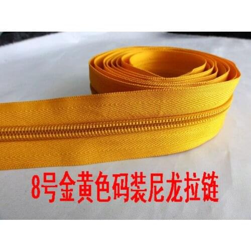 Free shipping 8#nylon zipper(not zipper slider)yellow 5M/lot zipper for diy tent yacht clothes free shipping