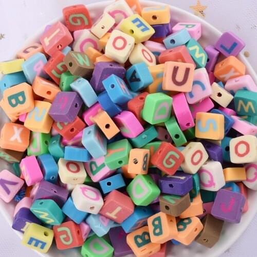 50/100pcs Mixed Letter Charm Clay Beads Polymer Clay Spacer Loose Beads For Jewelry Handmade Making Accessories
