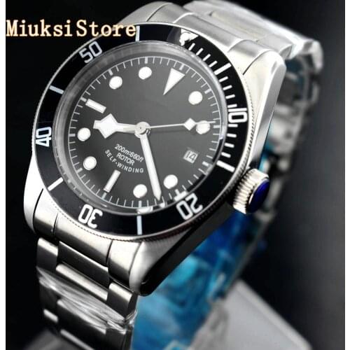 Corgeut 41mm Mens Top Sterile Mechanical Watch Silver Case Sapphire Glass Titanium Bezel Luminous Waterproof Automatic Watch