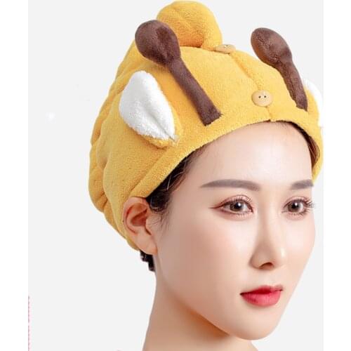 Home Bathroom Shower Cap Cute Blended Hair Quick Drying Dryer Towel Bath Wrap Cap Quick Hat Turban Dry Shower Cap Hair Bonnet
