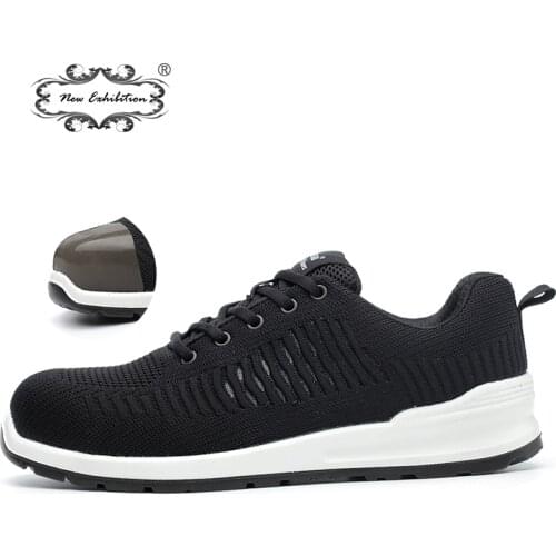 New exhibition Flying mesh Breathable Steel Toe Cap Safety Shoes Men anti-pierce Injection bottom work Safety boots 2019 Sneaker