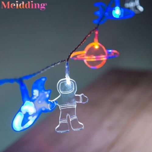 1set 1.5m 10LED Astronaut Rocket Spaceship String Light Space Party First 1st Birthday Baby Shower Boy Birthday Decorations Kids