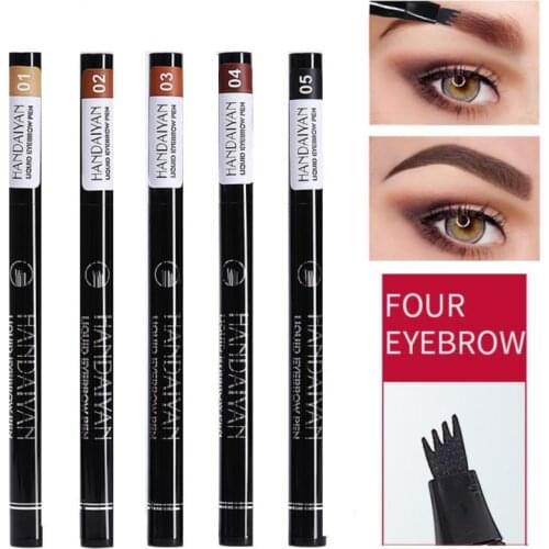 HANDAIYAN Drop Ship 4 Fork Microblading Tattoo Eyebrow Pen Waterproof Makeup Eye Brow Tint Fine Sketch Maquiagem Cosmetics TSLM2
