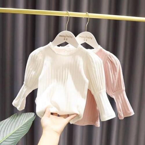 Princess Baby Girls Clothes Ruffle Long Sleeve Baby Solid Color T-shirt Spring Autumn Cotton Soft Tops Baby Girl Clothing
