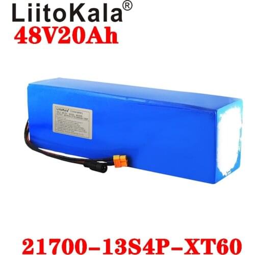 LiitoKala 48V 20ah 21700 5000mAh 13S4P ebike battery 20A BMS 48v battery Lithium Battery Pack For Electric bike Electric Scooter