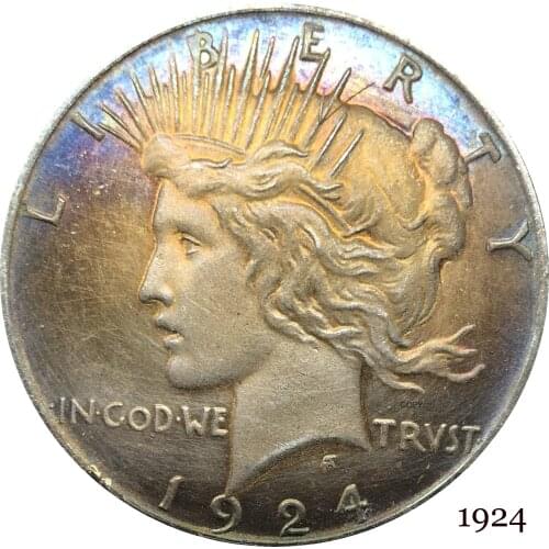 United States Of America US 1924 Liberty Coin In God We Trust 1 One Peace Dollar Cupronickel Silver Plated Copy Coins