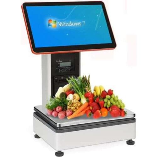 New Digital Weight Scales All in One Cash Register Touch Screen POS with Built-in 58mm Thermal Printer for Fruit Shops