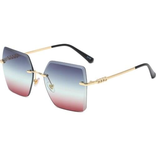 Vintage Sunglasses for Women ladies Square Rimless Cutting Lens Fashion Brand Designer Ocean Shades Retro Sun Glasses Frameless