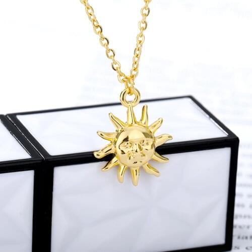 Bohemian Sun Face Necklace Women Gold Chain Stainless Steel Necklace Minimalist Layered Coin Necklace Friendship Jewelry BFF