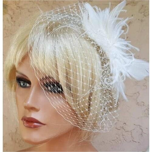 Feathered Bridal Vualet Bridal Cap Wedding Kepi Custom design Cheap High Quality Wedding Accessories Elegant Fashion Design
