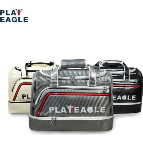 PLAYEAGLE Waterproof PU Golf Duffle Bag Big Capacity Golf Clothing Bag Boston Bag-with Seperate Shoes Store Bag